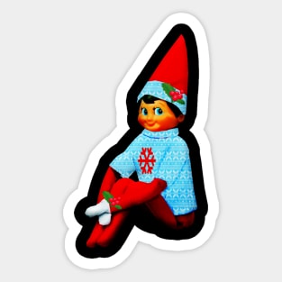 Merry Christmas Lady Elf With Hat Sticker